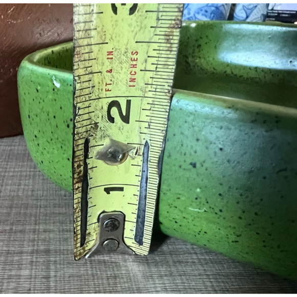 Vintage MCM Haeger 3832 Pottery Green Speckled Dish Rectangle Bulb Planter Retro - Picture 5 of 8